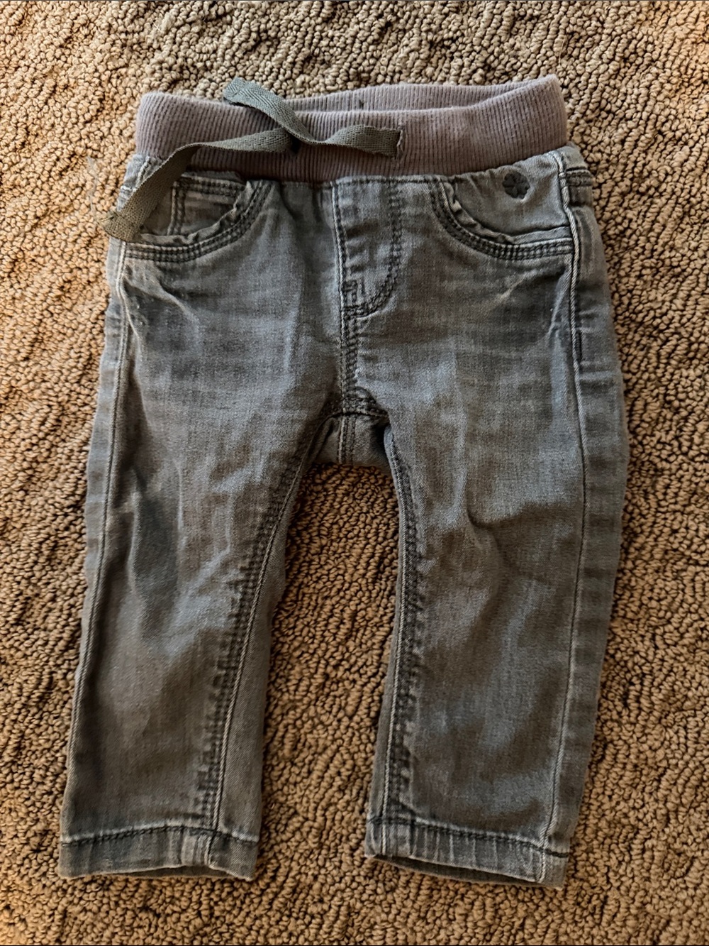 Toddler Gray Knit-Waist Denim Jeans